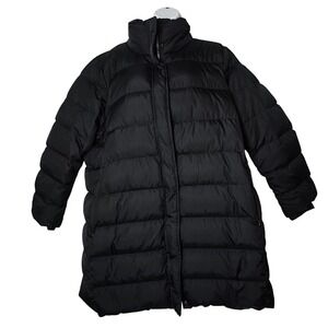 Lands End Womens Black Down Puffer Parka Coat Plus Size 2X 20W-22W Quilted